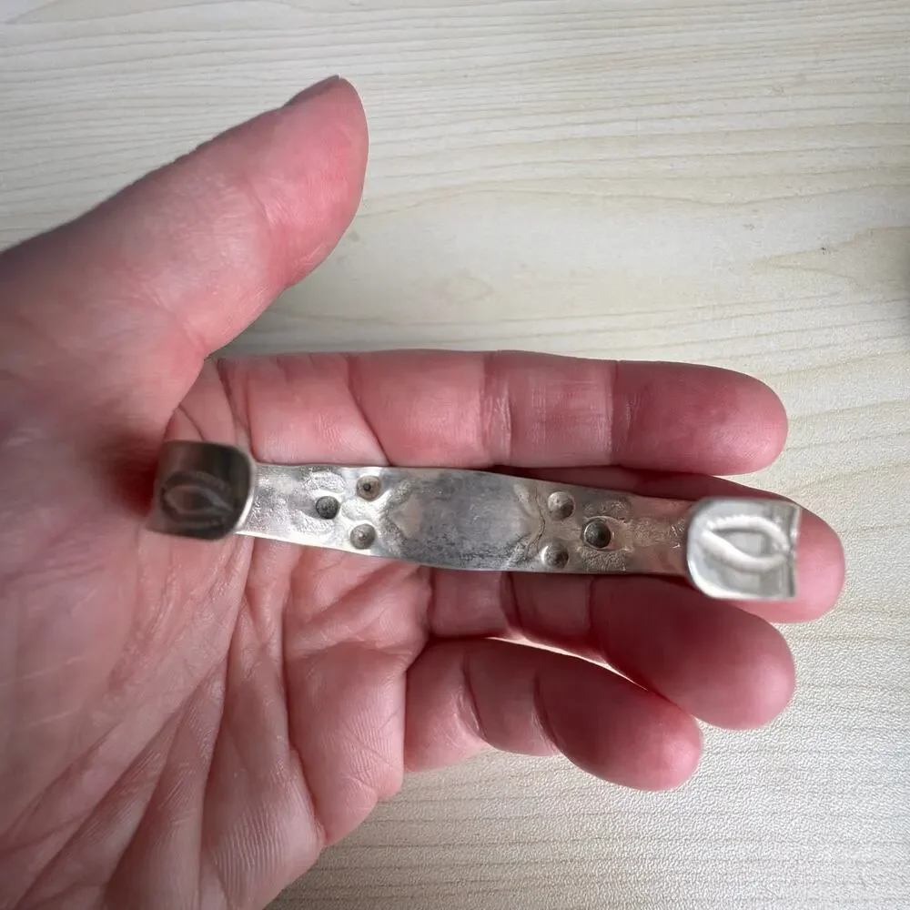 Vintage Modern Taxco Silver & Turquoise Cuff Bracelet